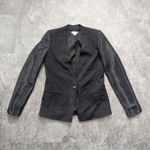 Helmut Lang Wool blend blazer black 2 tone one button Size 4